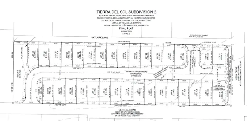 Site plan for Skylark Subdivision.